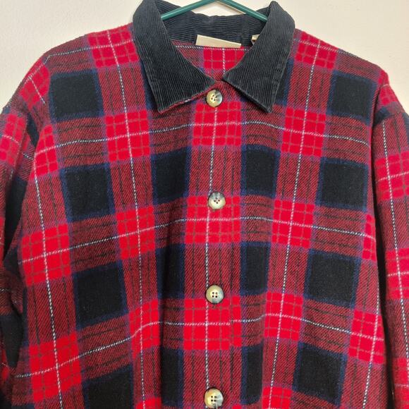 Vtg Marsh Landing Wool Blend Buffalo Check Plaid Flannel Shacket Medium Corduroy - Picture 3 of 10